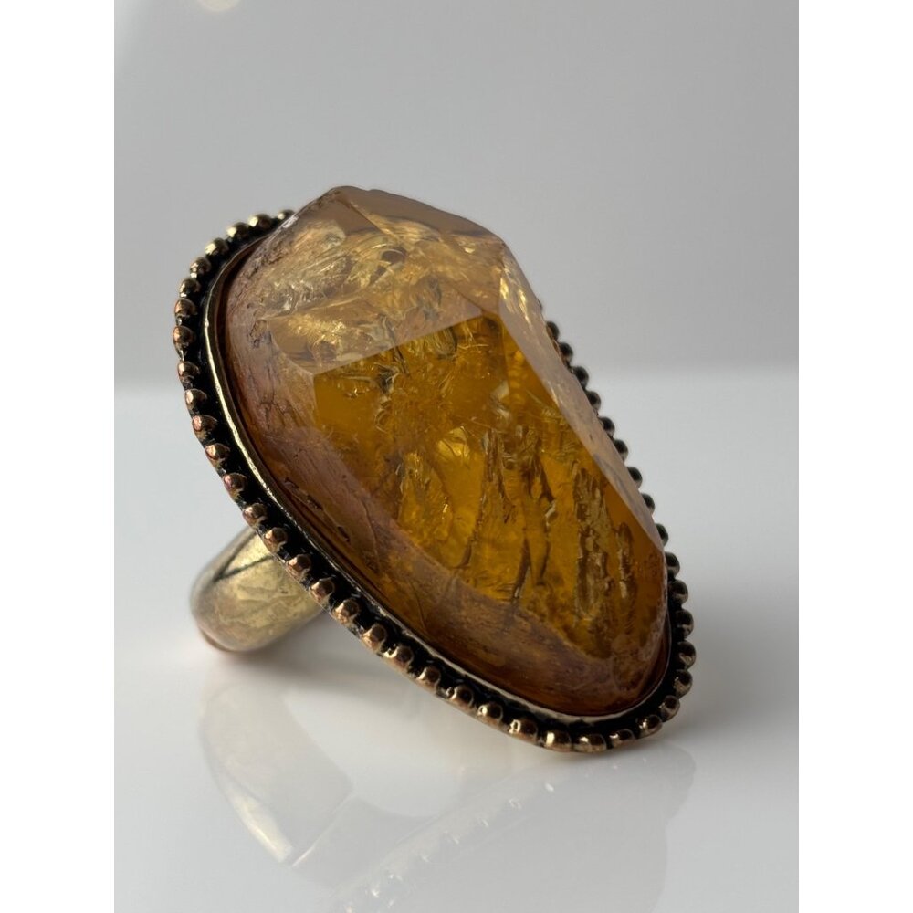 Faux Citrine Cocktail Stretch Band Ring (Size:  OSFM)